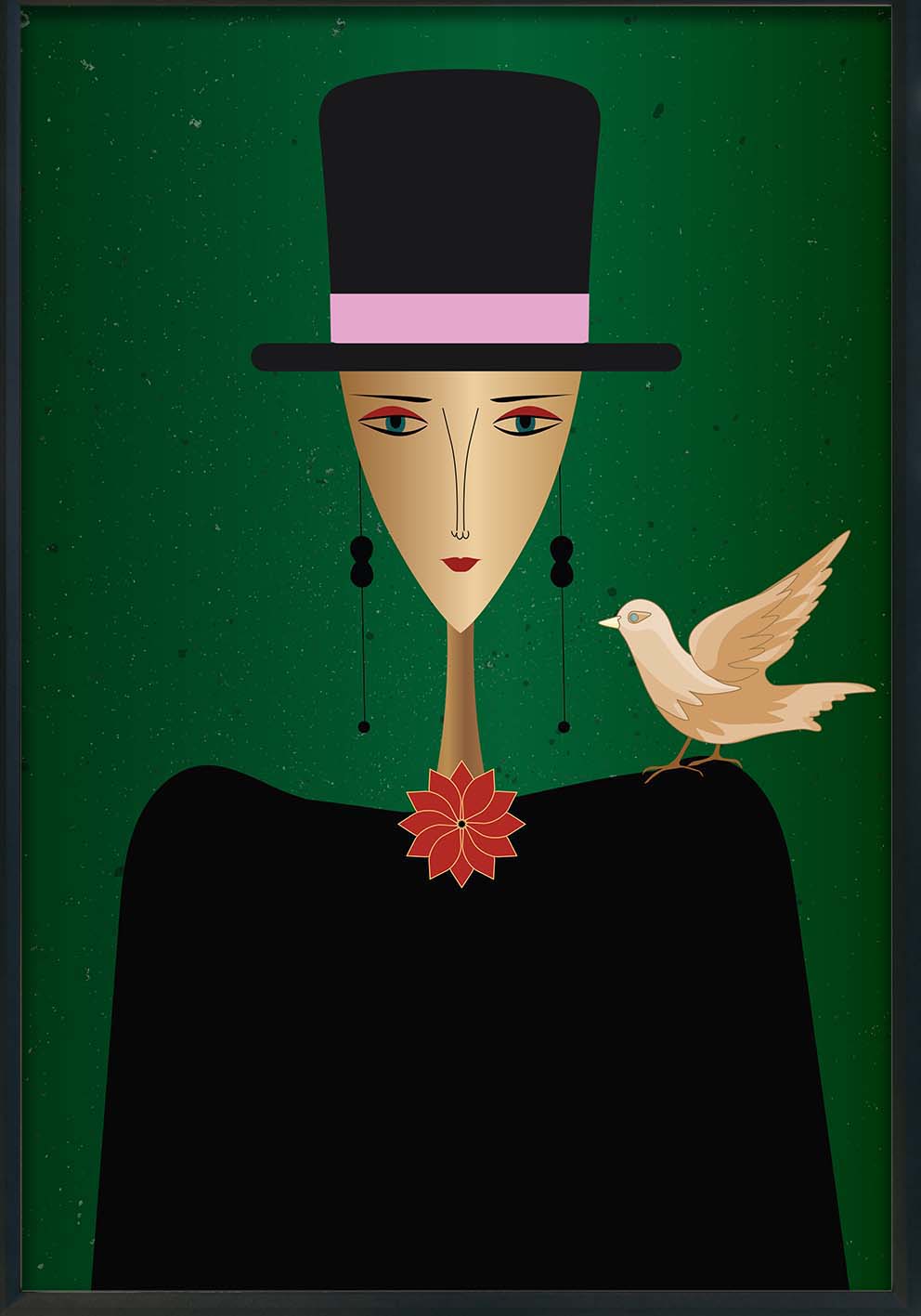 Dama con uccellino poster d'autore CodG62