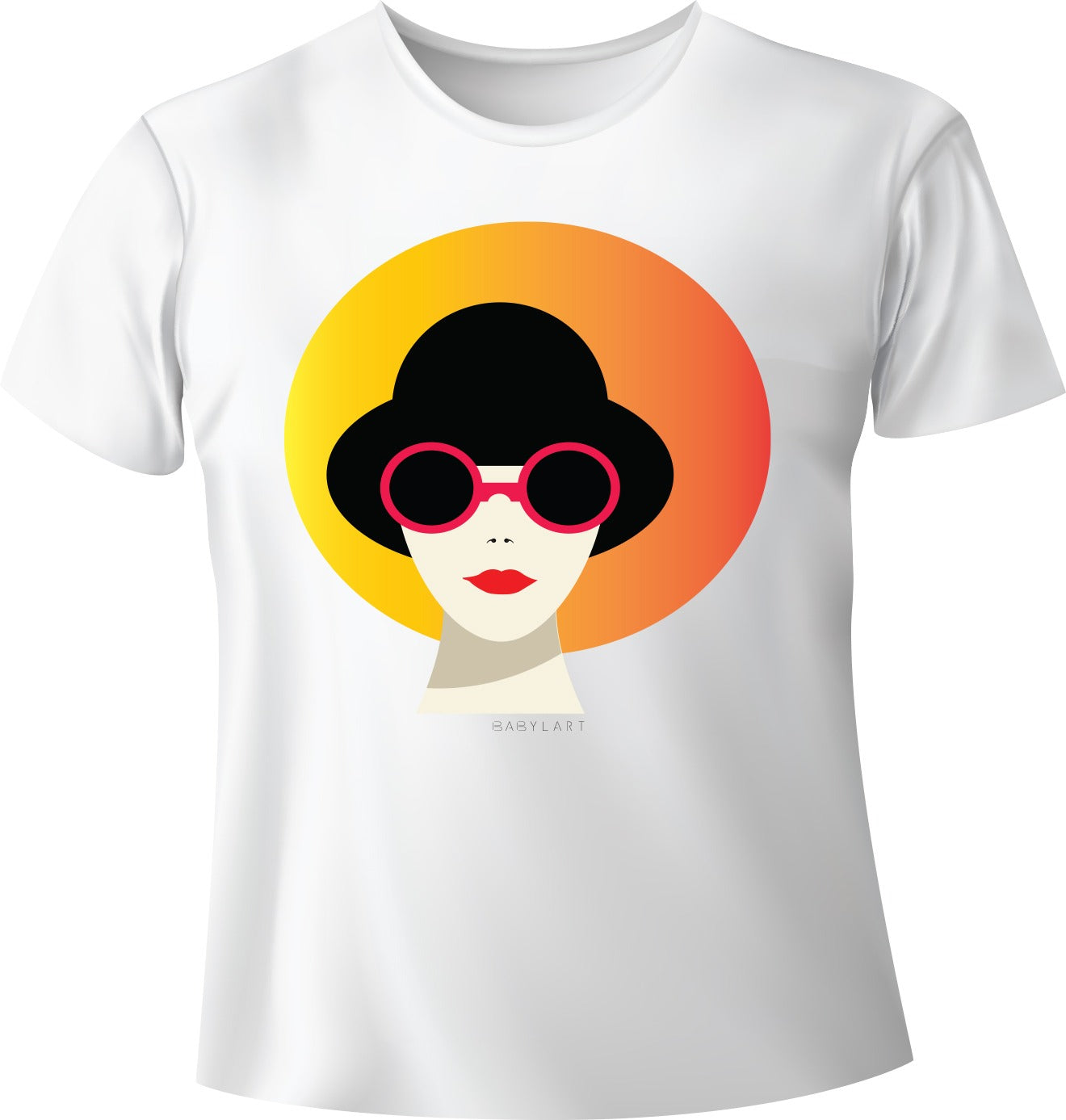 Donna con gli occhiali T-shirt girocollo bianca manica corta