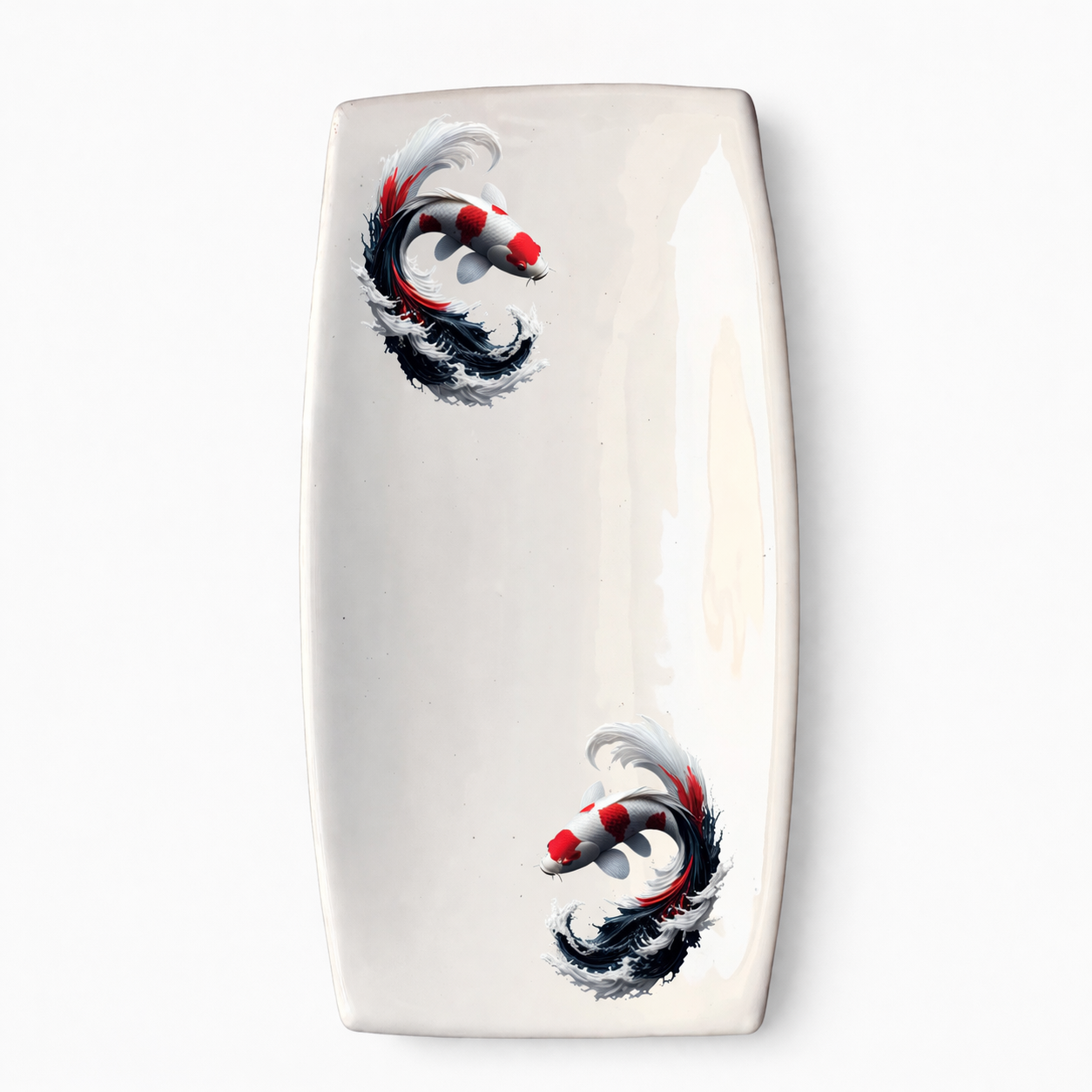 Piatto Sushi in Ceramica Artigianale Made in Italy con grafica motivo Koi Cod4