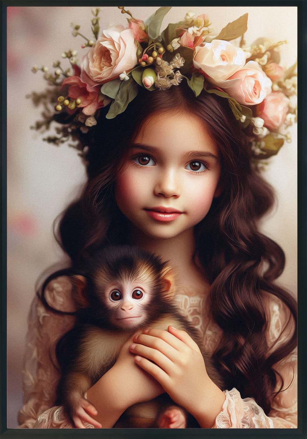 La bambina con la scimmietta Quadro e poster d'autore CodD118