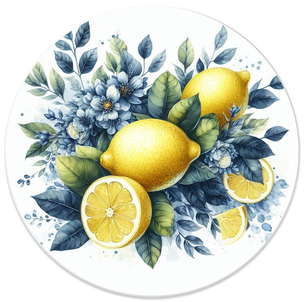 Limoni e anemoni Piatto da parete decorativo