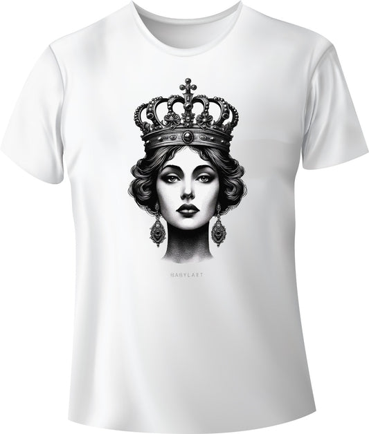 Queen White Crew Neck Short Sleeve T-Shirt