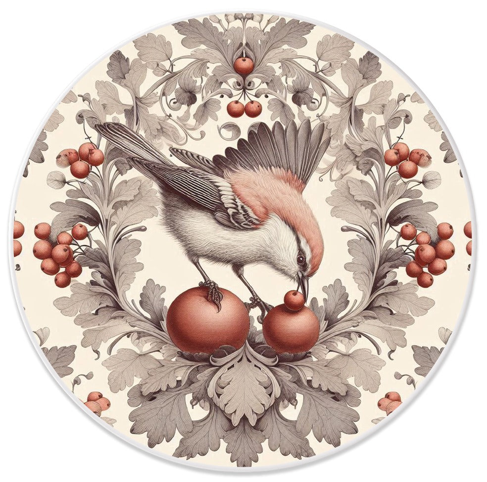 Uccellino con bacche Piatto da parete decorativo