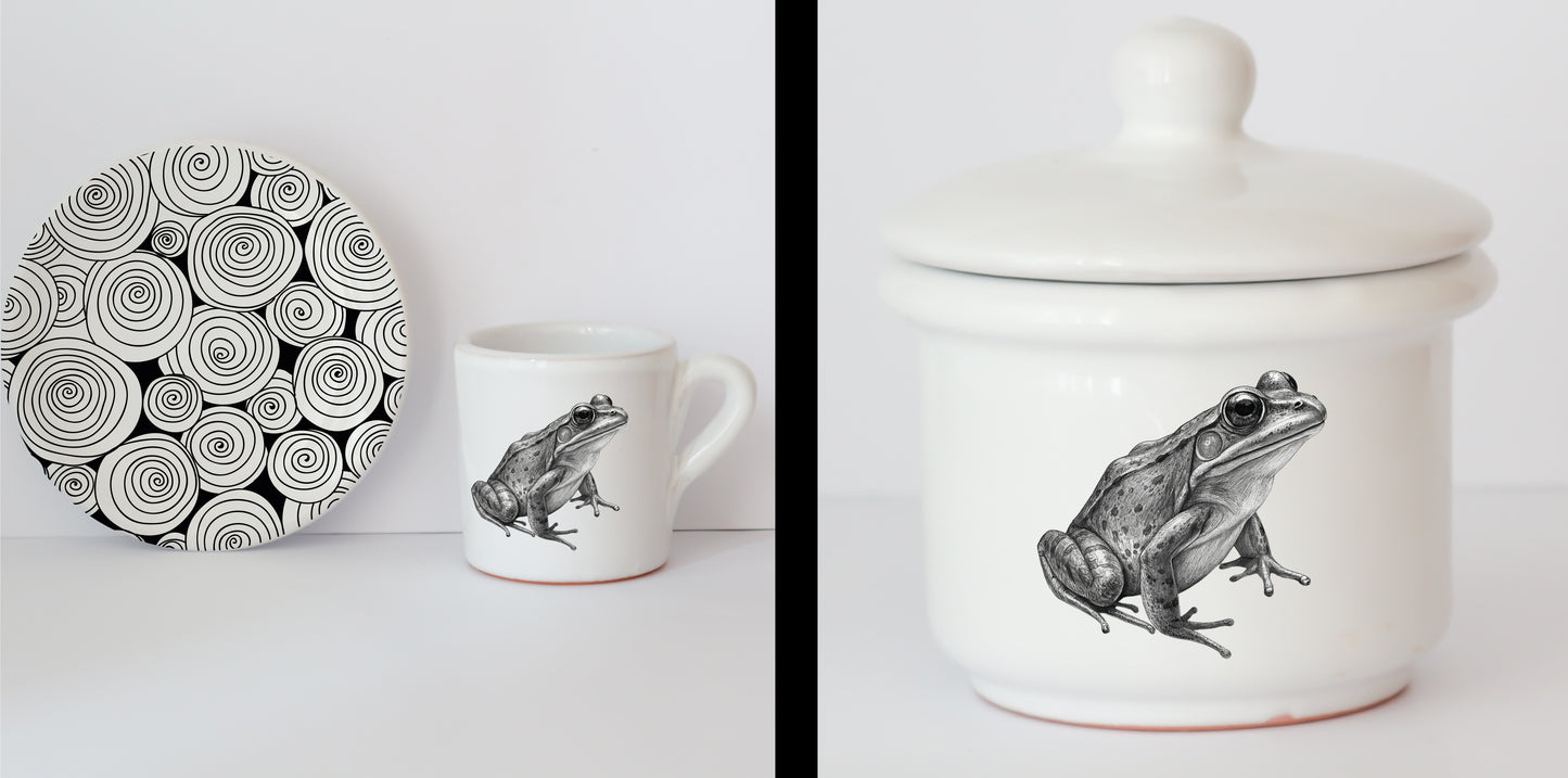 Set Tazzine e Zuccheriera in Ceramica con Grafica d'Autore Cod. 2