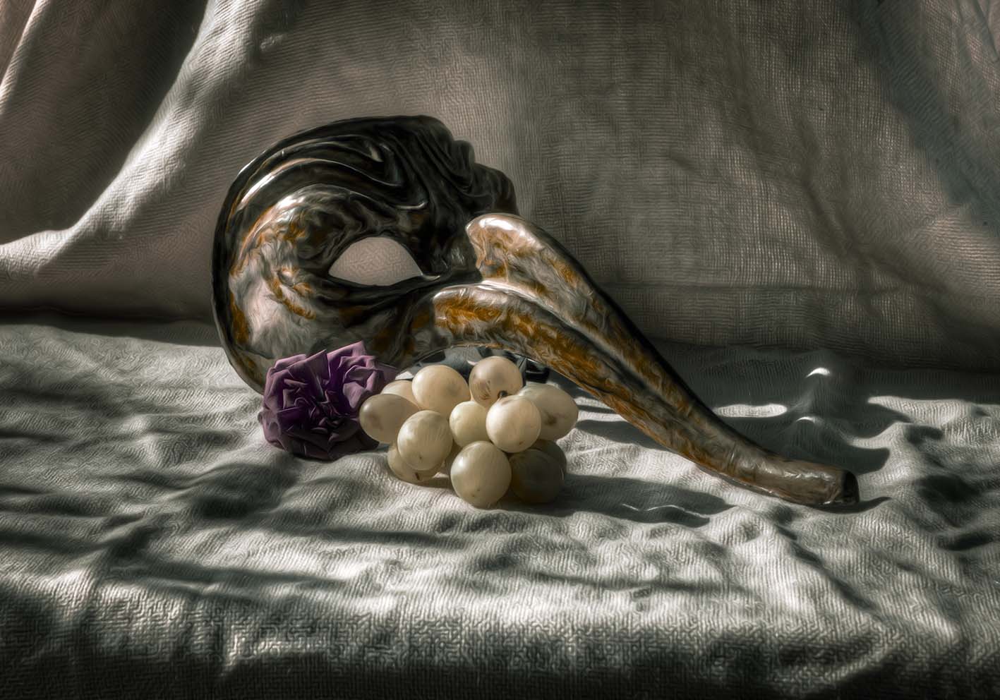 Mask and grapes author poster