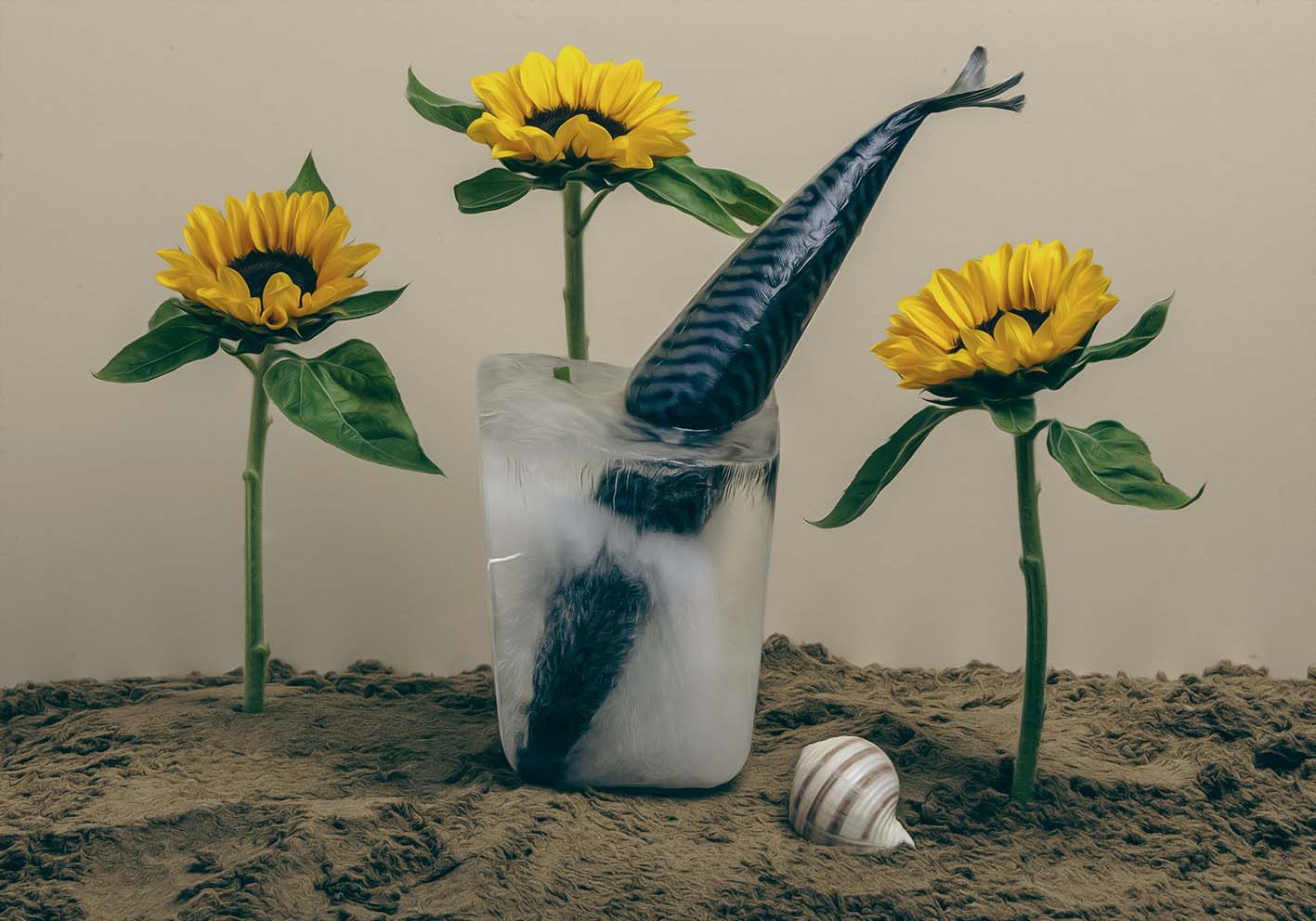 Il pesce e i girasole poster d'autore