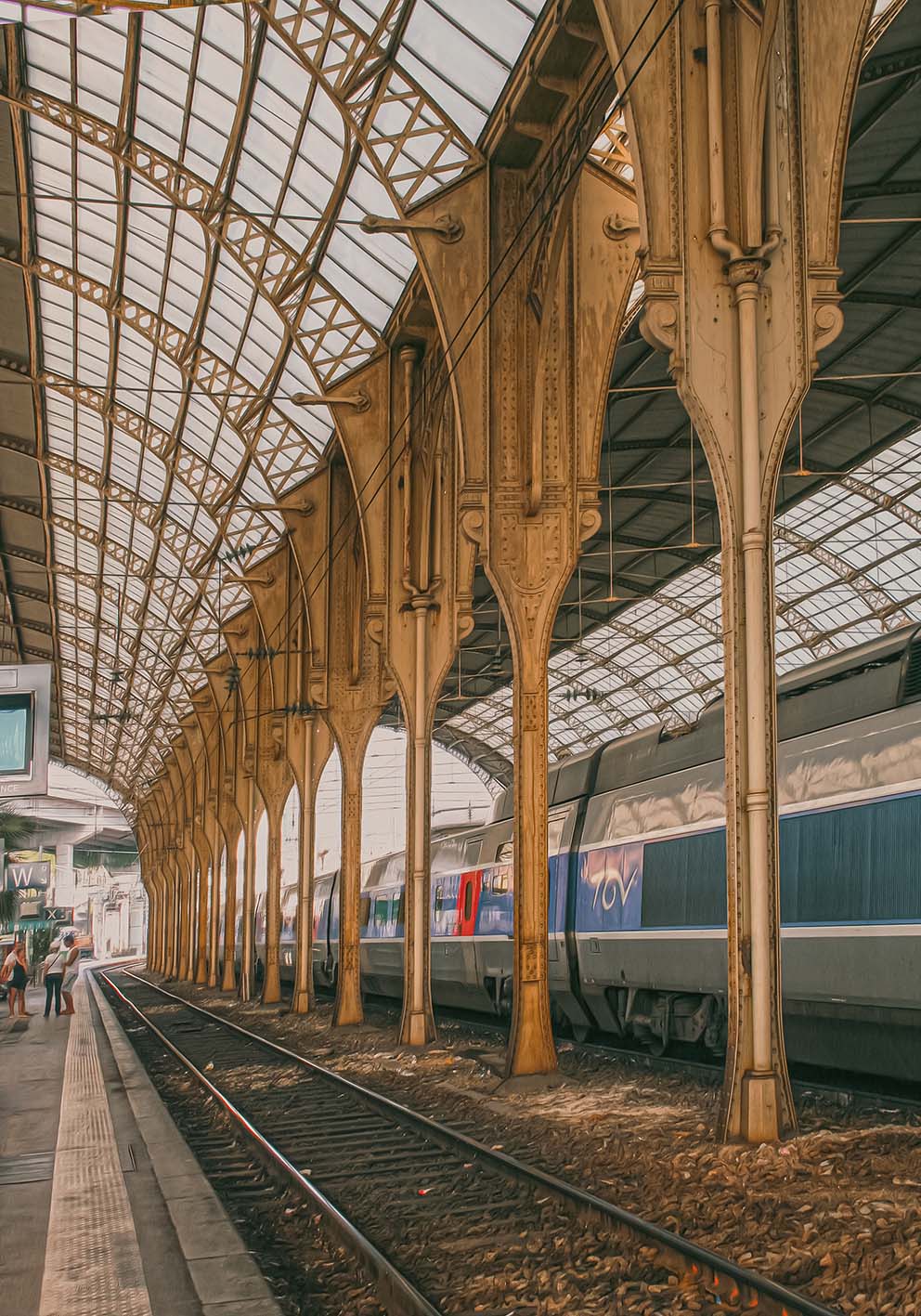 Stazione ferroviaria vintage poster fotografico