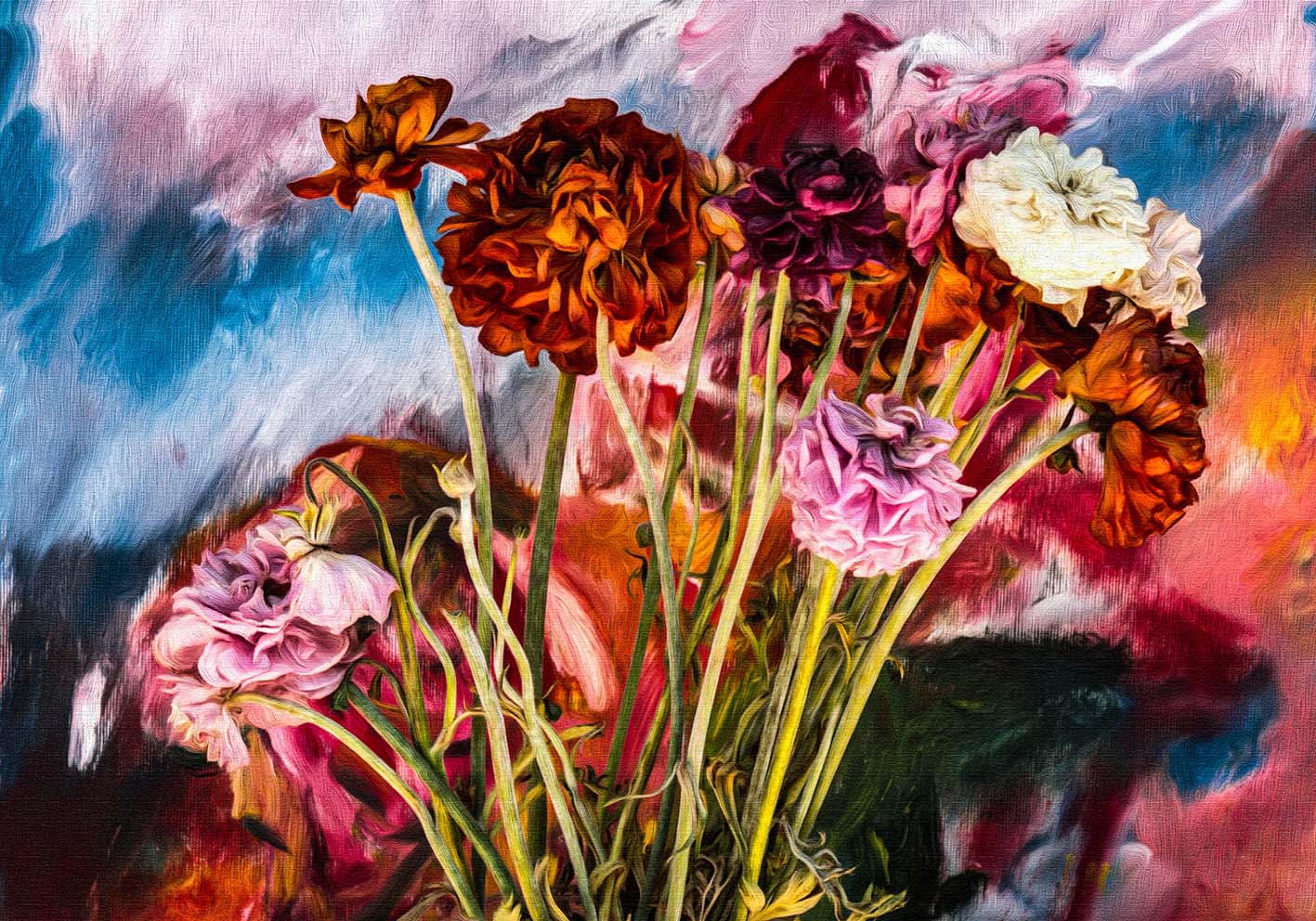 Flowers on canvas author's poster