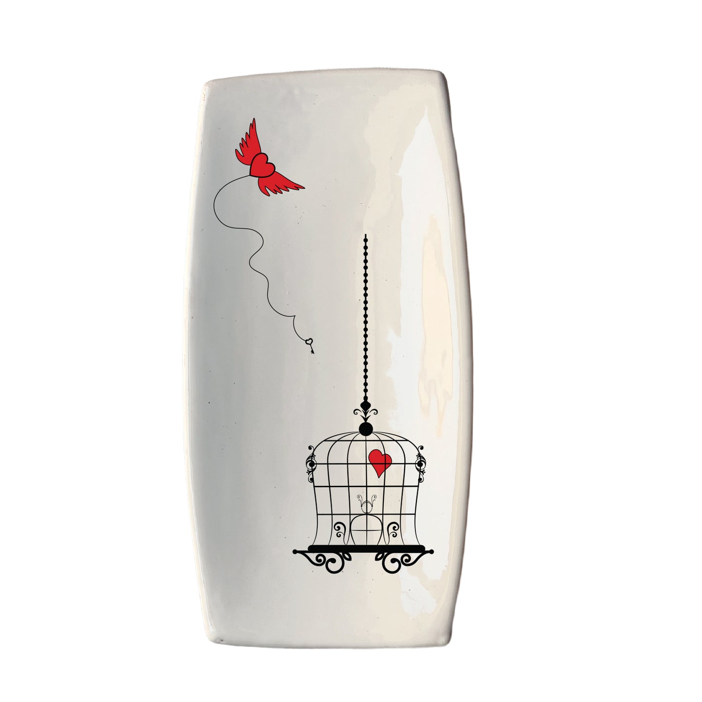 Piatto Sushi in Ceramica Artigianale Made in Italy con grafica Cuore libero Cod10