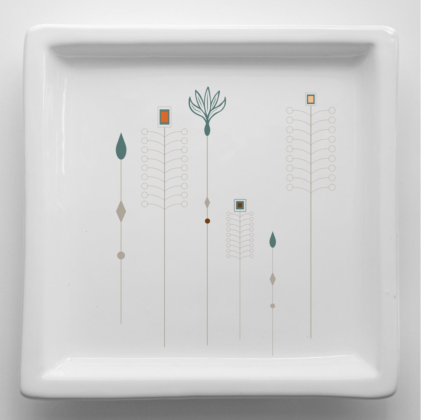 Vassoi in Ceramica – Svuotatasche Artigianali con Grafica d’Autore Minimal Cod7