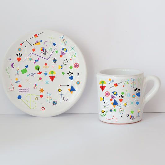 Tazzine Elena in Ceramica Artigianale con Grafica d’Autore Cod.7