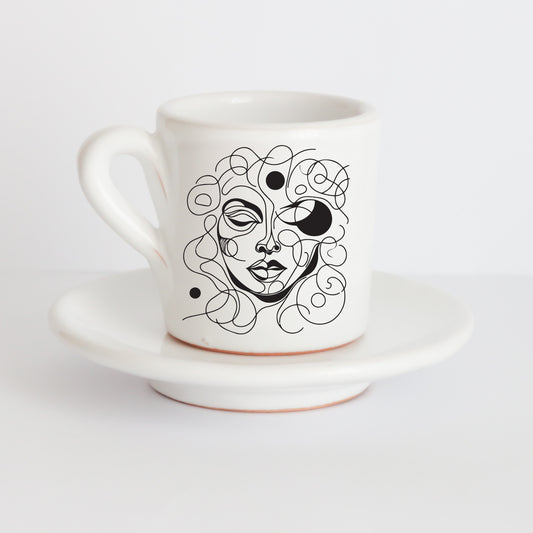 Tazzine Elena in Ceramica Artigianale con Grafica d’Autore Cod.32