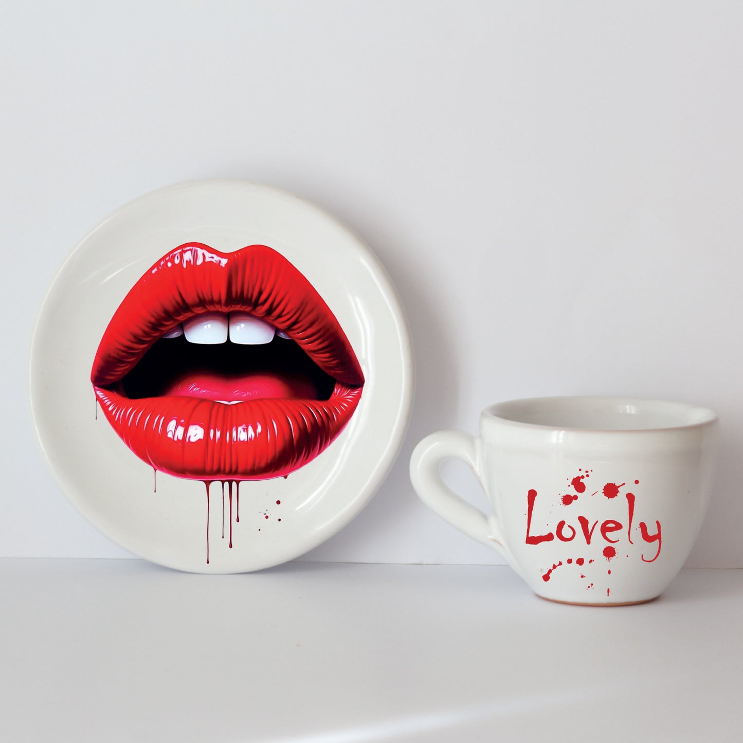 Franci Tazzine con Piattino in Ceramica italiana – Realizzate a Mano con Grafica d’Autore Cod.9