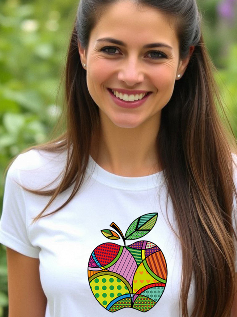 Mela pop T-shirt girocollo bianca manica corta