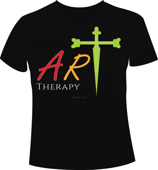 Art therapy T-shirt girocollo nera manica corta