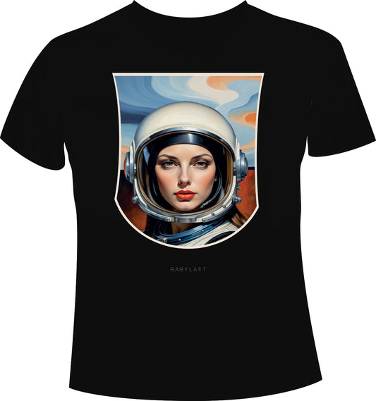 Astronauta T-shirt girocollo nera manica corta