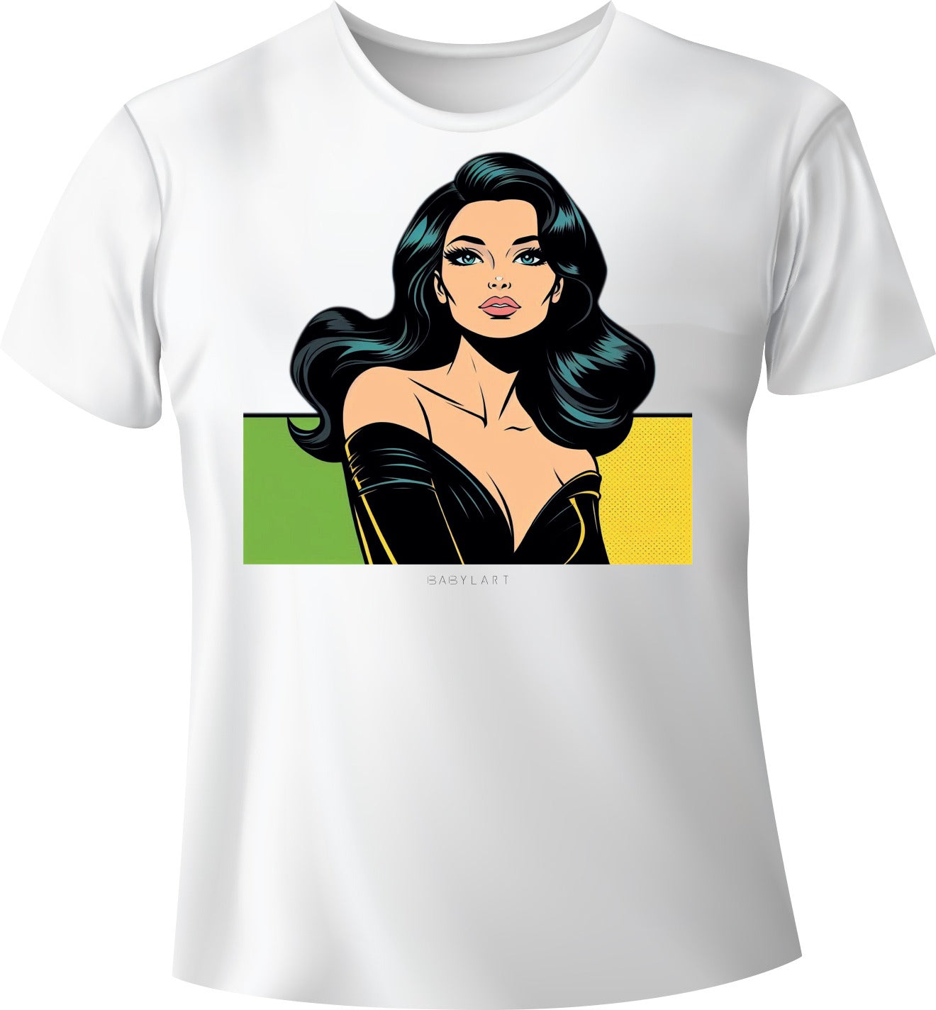 Black hair T-shirt girocollo bianca manica corta