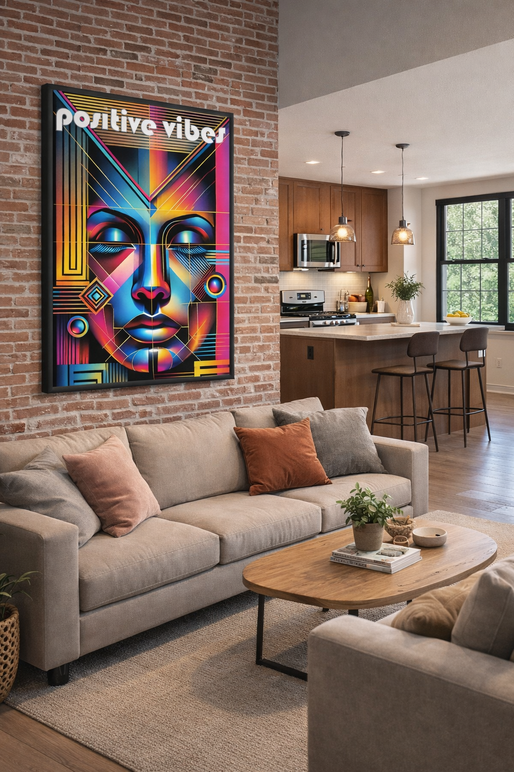 Positive Vibes – Poster Arte Geometrica Moderna-Stampa su Tela codD1349