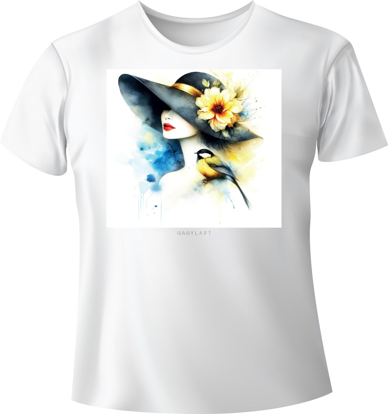 Donna con cappello T-shirt girocollo bianca manica corta