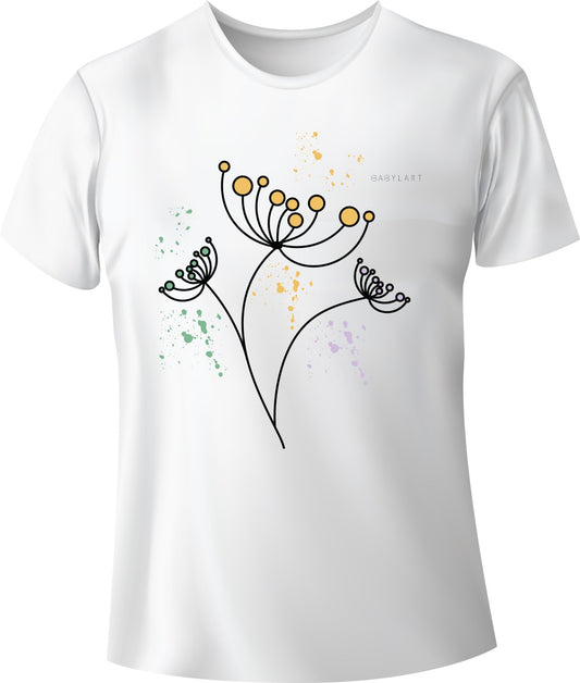 Flower T-shirt girocollo bianca manica corta