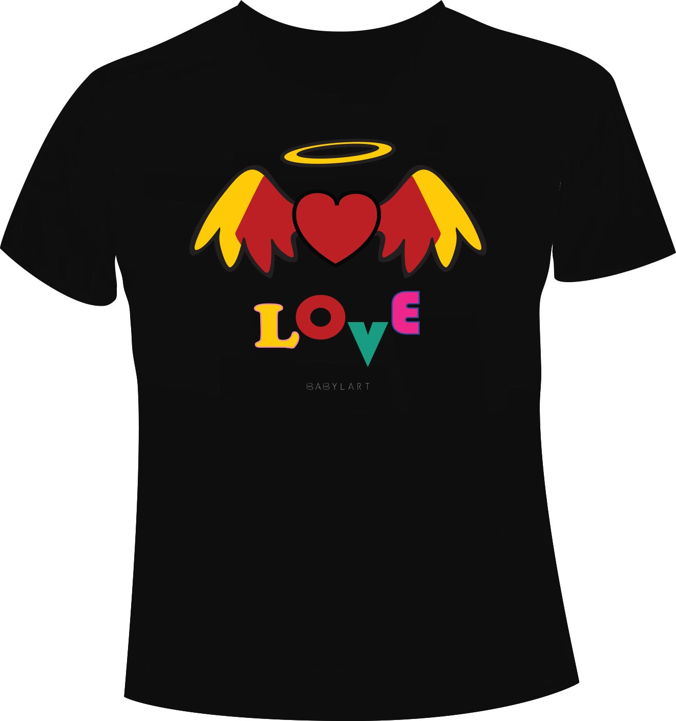 Love angel T-shirt girocollo nera manica corta