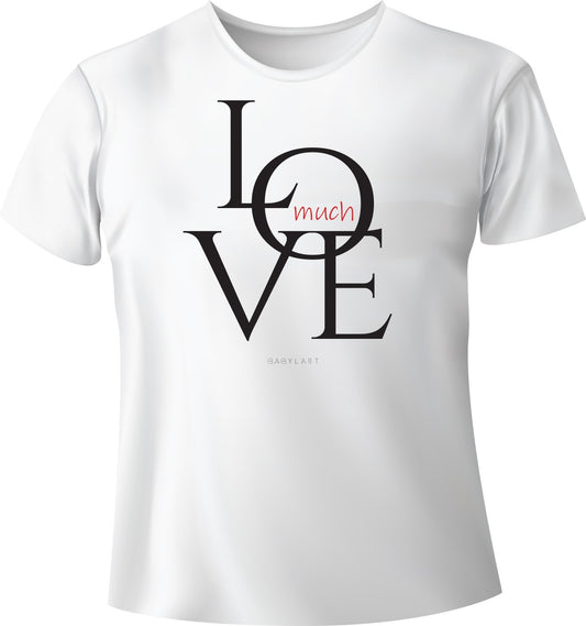 Love much T-shirt girocollo bianca manica corta