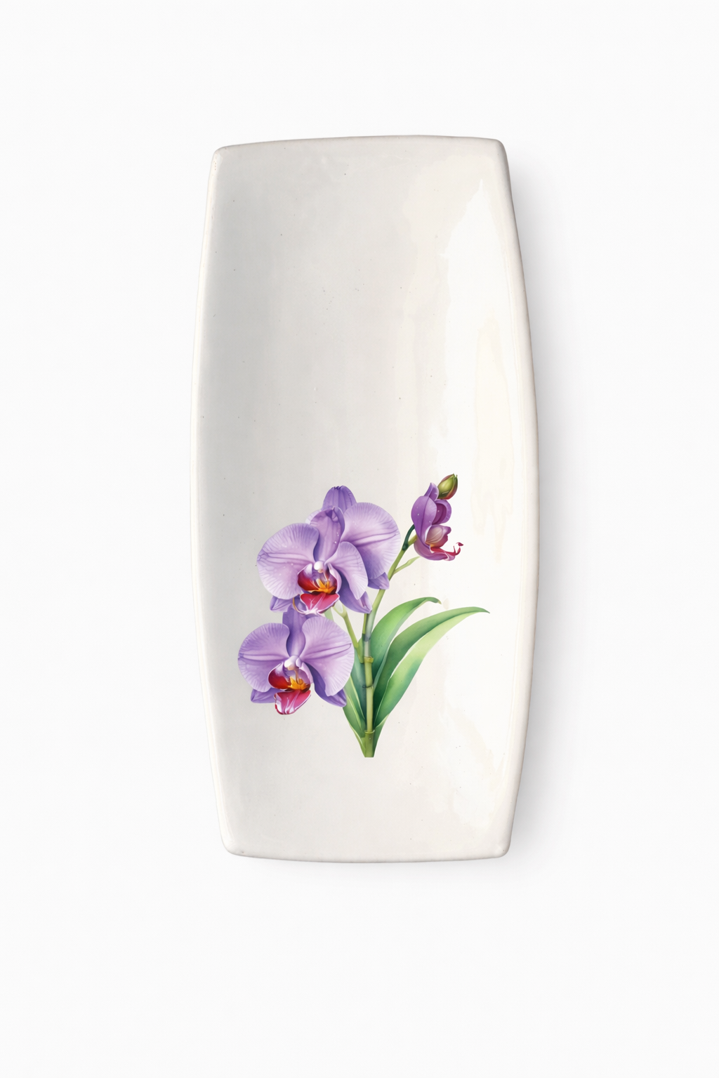 Piatto Sushi in Ceramica Artigianale Made in Italy con grafica motivo orchidee Cod5
