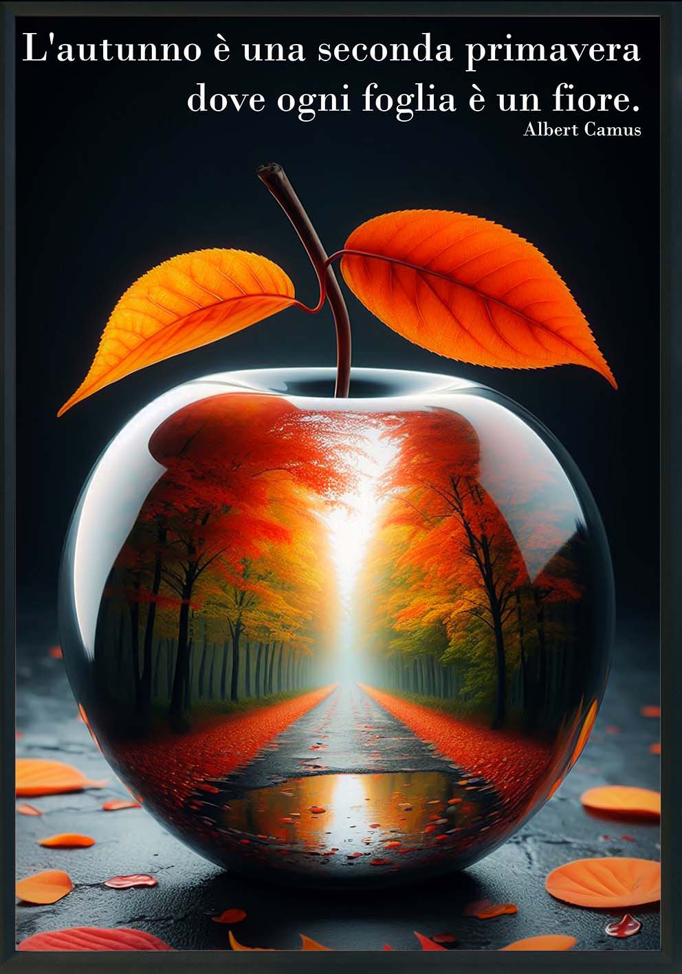 Quadro autunnale con frase di Albert Camus – “L'autunno è una seconda primavera” Cod 204