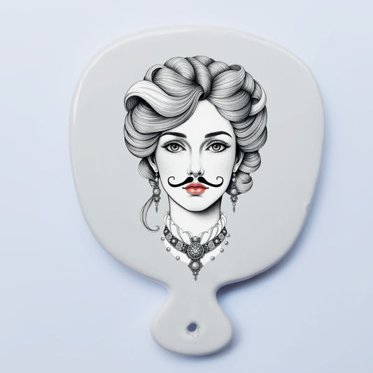 Tagliere/vassoio in ceramica Donna baffuta – omaggio arte classico romantica