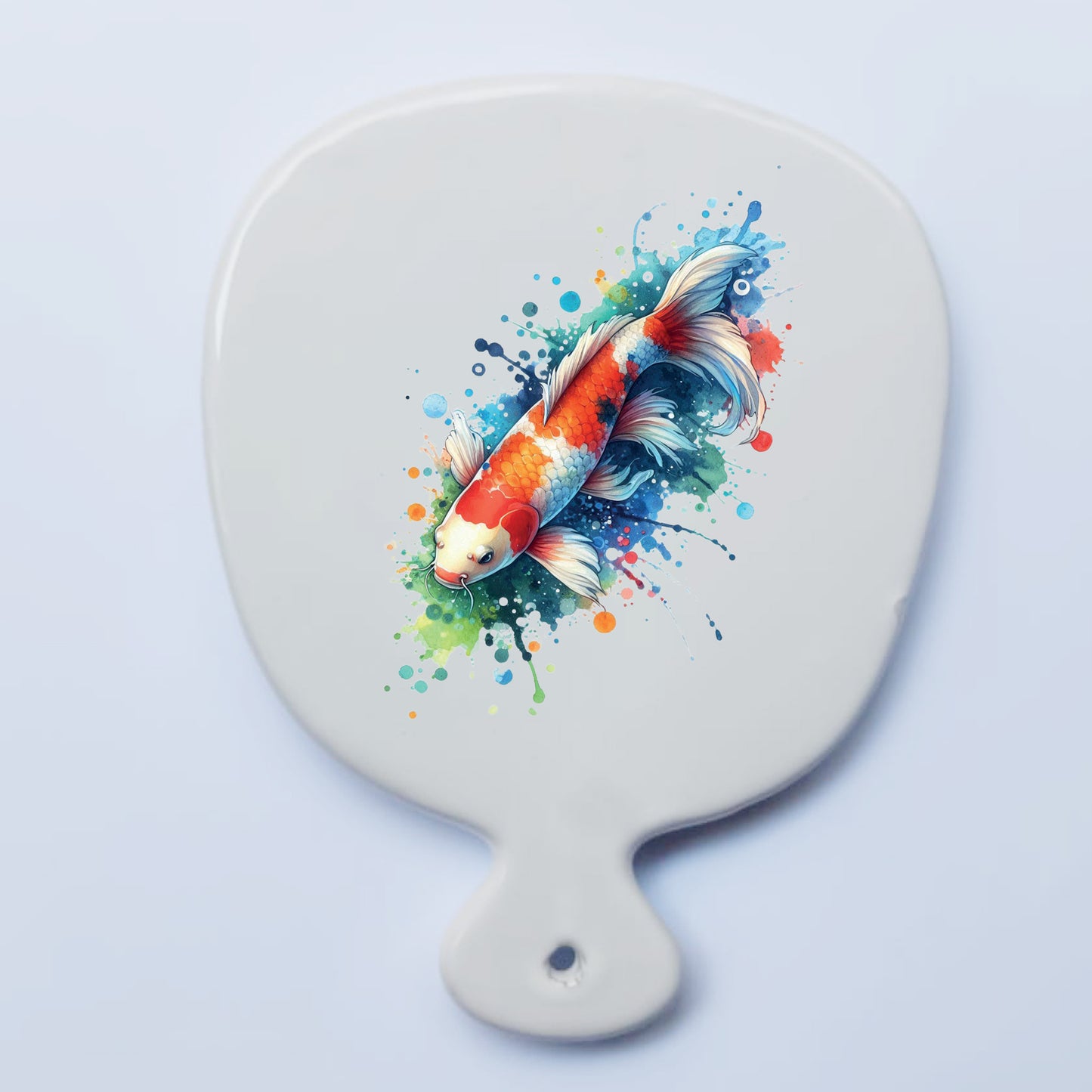 Tagliere/vassoio in ceramica Pesce in acqua – omaggio arte classico romantica