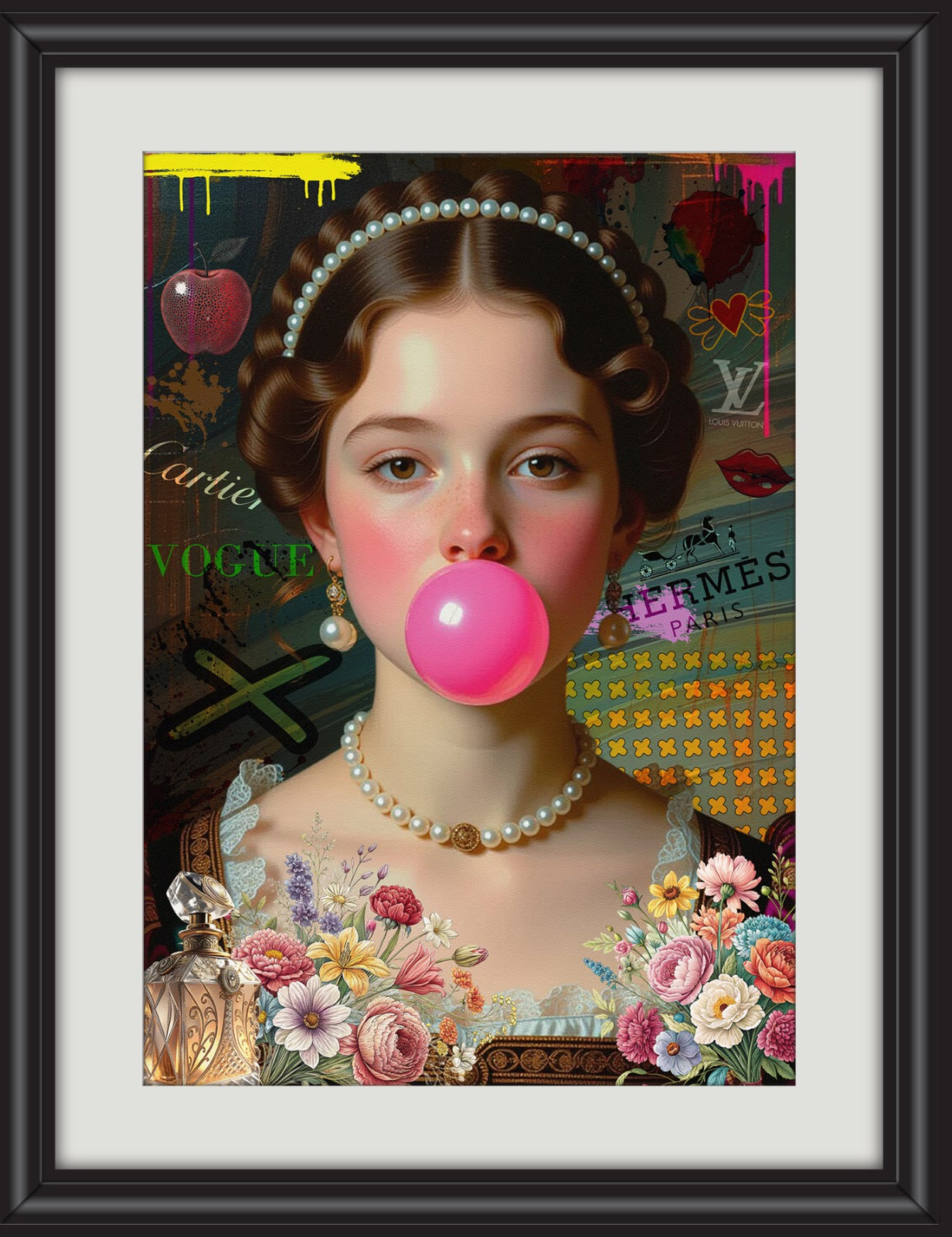 Quadro Pop Art Donna con Bubble Gum – Stampa su Tela codD426