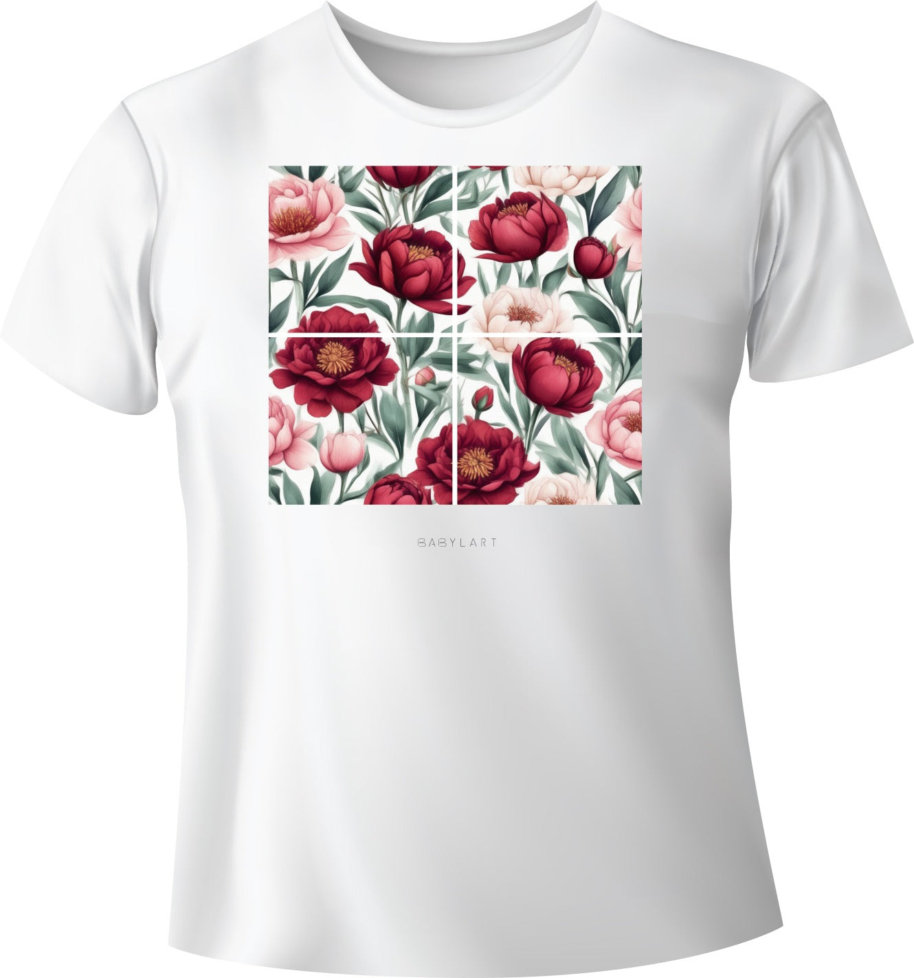 Campo di fiori T-shirt girocollo bianca manica corta