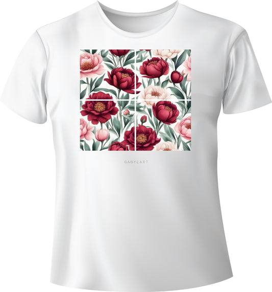 Campo di fiori T-shirt girocollo bianca manica corta