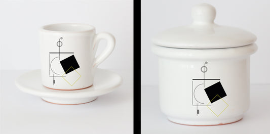 Set Tazzine e Zuccheriera in Ceramica con Grafica d'Autore Cod.10