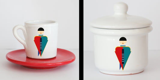 Set Tazzine e Zuccheriera in Ceramica con Grafica d'Autore Cod.13