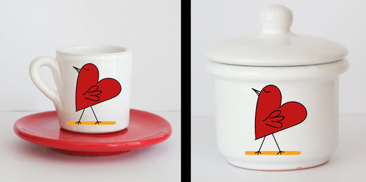 Set Tazzine e Zuccheriera in Ceramica con Grafica d'Autore Cod.18