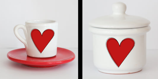 Set Tazzine e Zuccheriera in Ceramica con Grafica d'Autore Cod.20