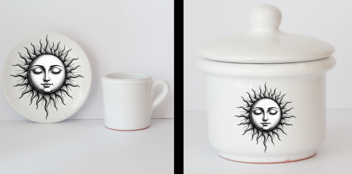 Set Tazzine e Zuccheriera in Ceramica con Grafica d'Autore Cod.26