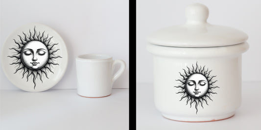 Set Tazzine e Zuccheriera in Ceramica con Grafica d'Autore Cod.26