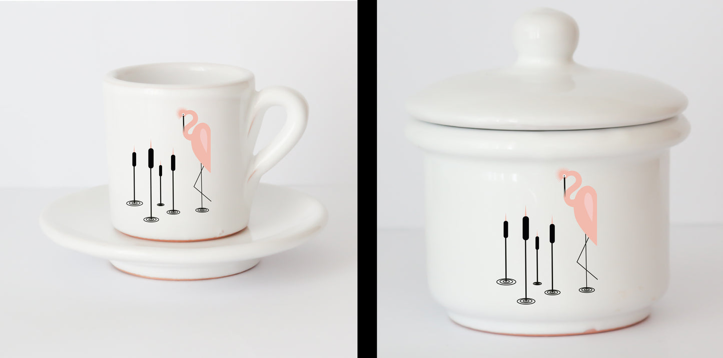 Set Tazzine e Zuccheriera in Ceramica con Grafica d'Autore Cod.29