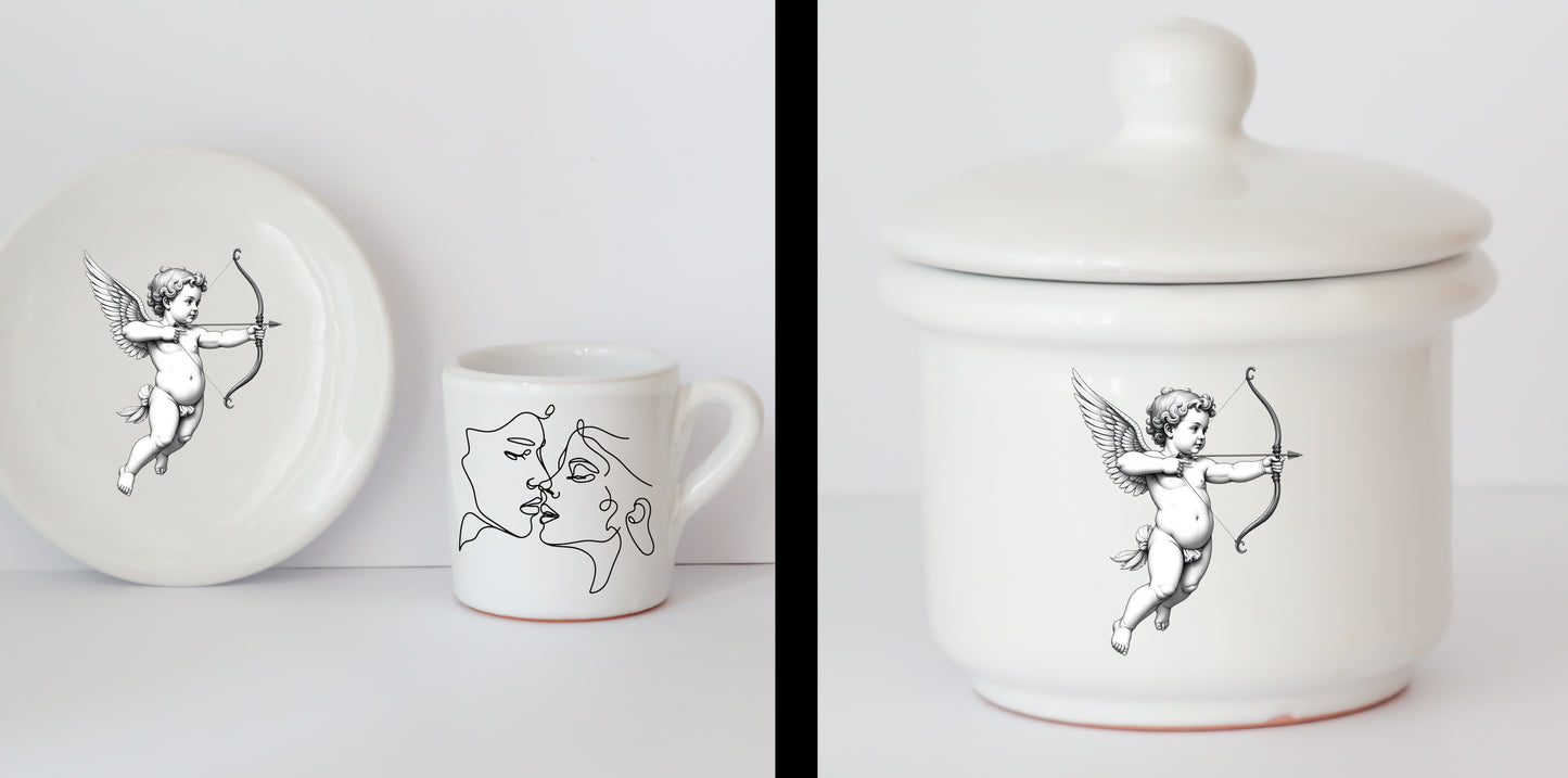 Set Tazzine e Zuccheriera in Ceramica con Grafica d'Autore Cod.30