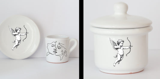 Set Tazzine e Zuccheriera in Ceramica con Grafica d'Autore Cod.30