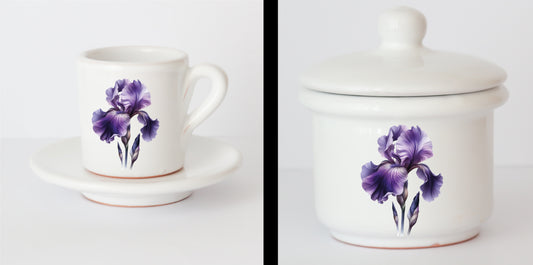 Set Tazzine e Zuccheriera in Ceramica con Grafica d'Autore Cod.6