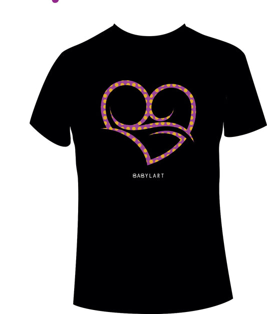 Cuore led T-shirt girocollo nera manica corta