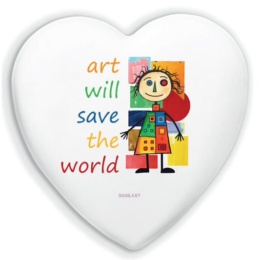 Cuore in Ceramica Artigianale  – decorazione moderna Art will save the world
