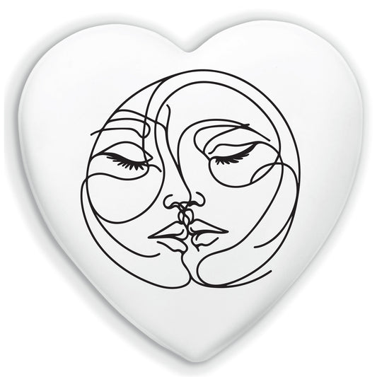 Cuore in Ceramica Artigianale  – decorazione moderna due volti stilizzati
