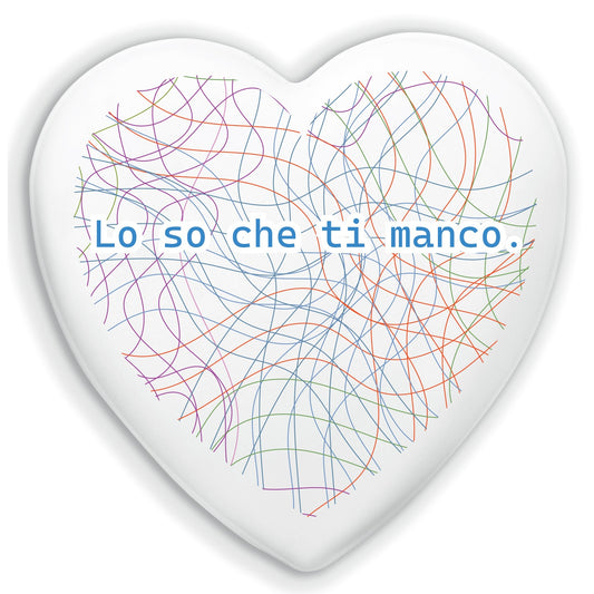 Cuore in Ceramica Artigianale  – Decorazione Moderna con Frase "Lo so che ti manco"