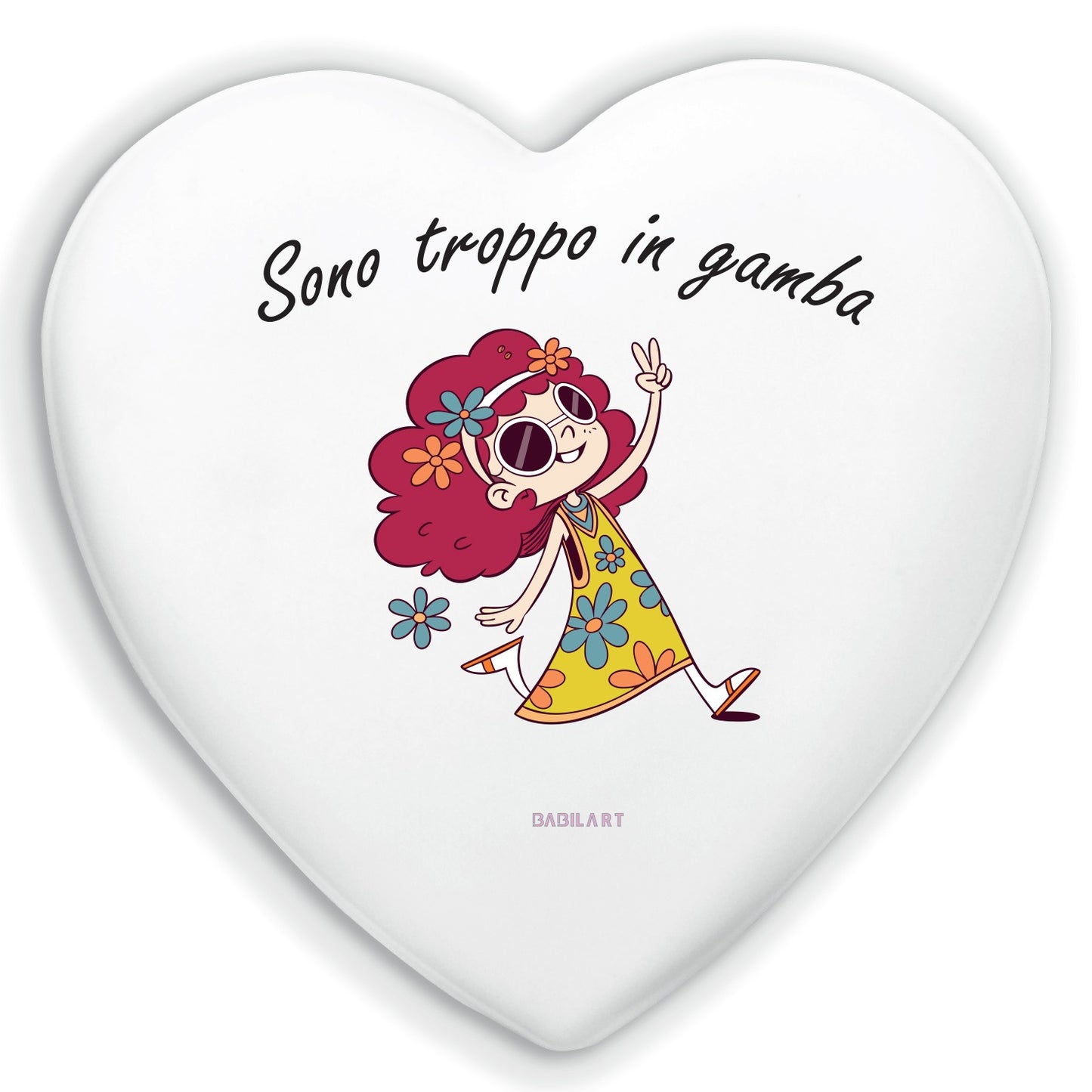 Cuore in Ceramica Artigianale  – con bambina illustrata