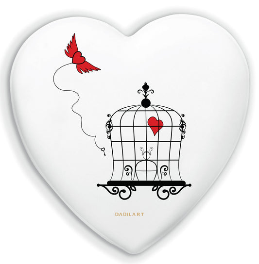 Cuore in Ceramica Artigianale  – decorazione moderna cuore in gabbia