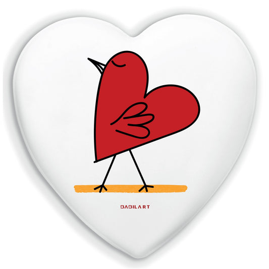 Cuore in Ceramica Artigianale  – Decorazione Moderna con grafica Cuore in volo